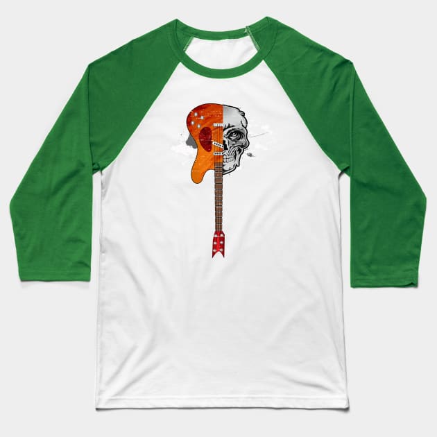 Skull Guitar Design Baseball T-Shirt by vpdesigns